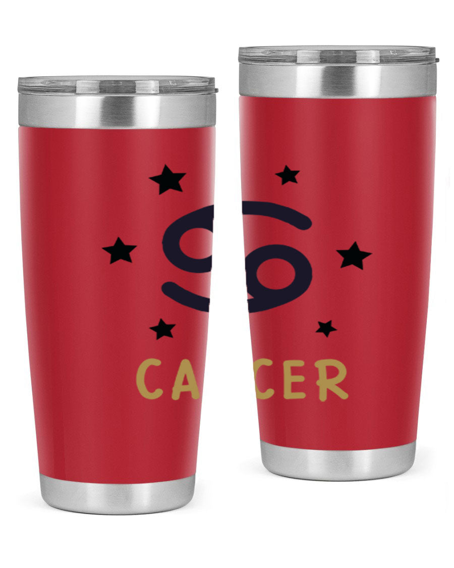 Cancer 172# Zodiac Tumbler in stainless steel with a stylish design, featuring a drink-thru lid and vibrant zodiac print.