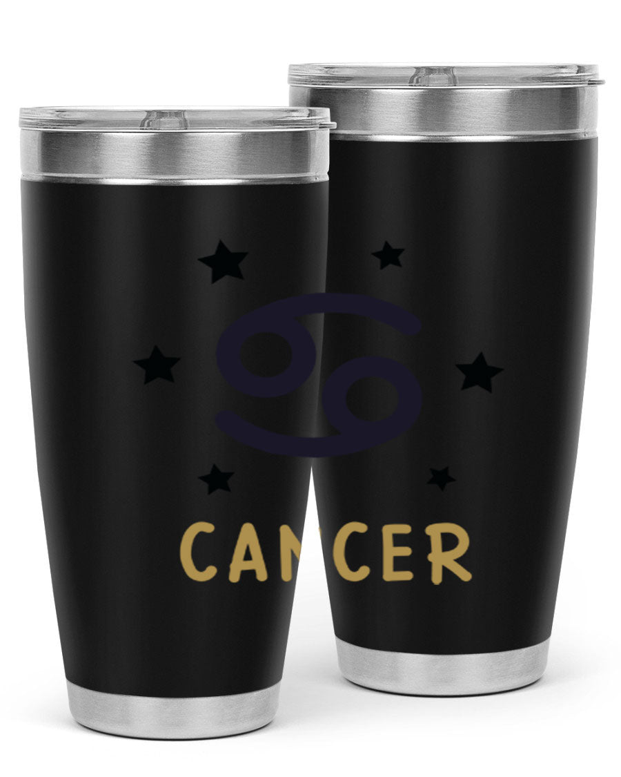 Cancer 172# Zodiac Tumbler in stainless steel with a stylish design, featuring a drink-thru lid and vibrant zodiac print.