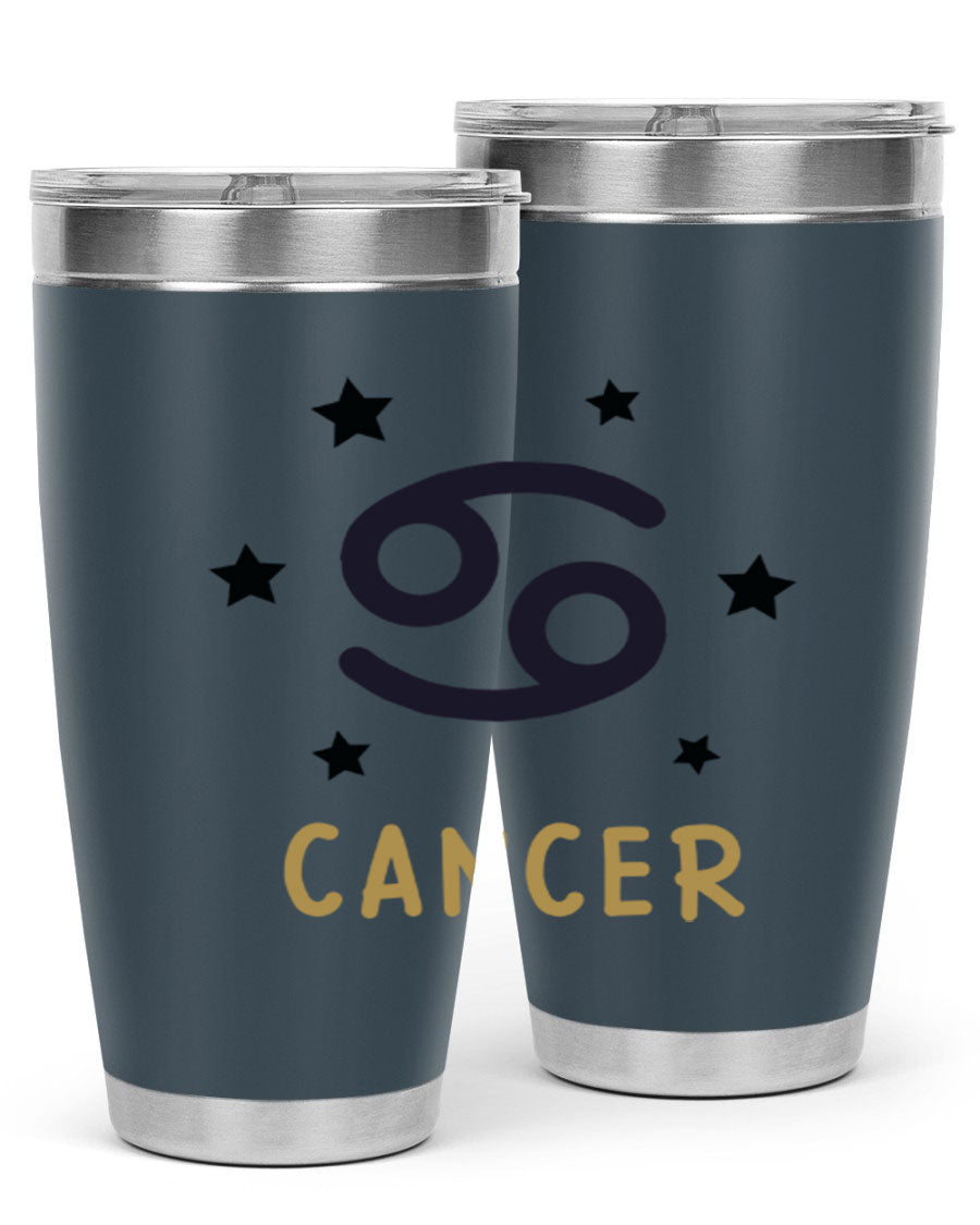 Cancer 172# Zodiac Tumbler in stainless steel with a stylish design, featuring a drink-thru lid and vibrant zodiac print.