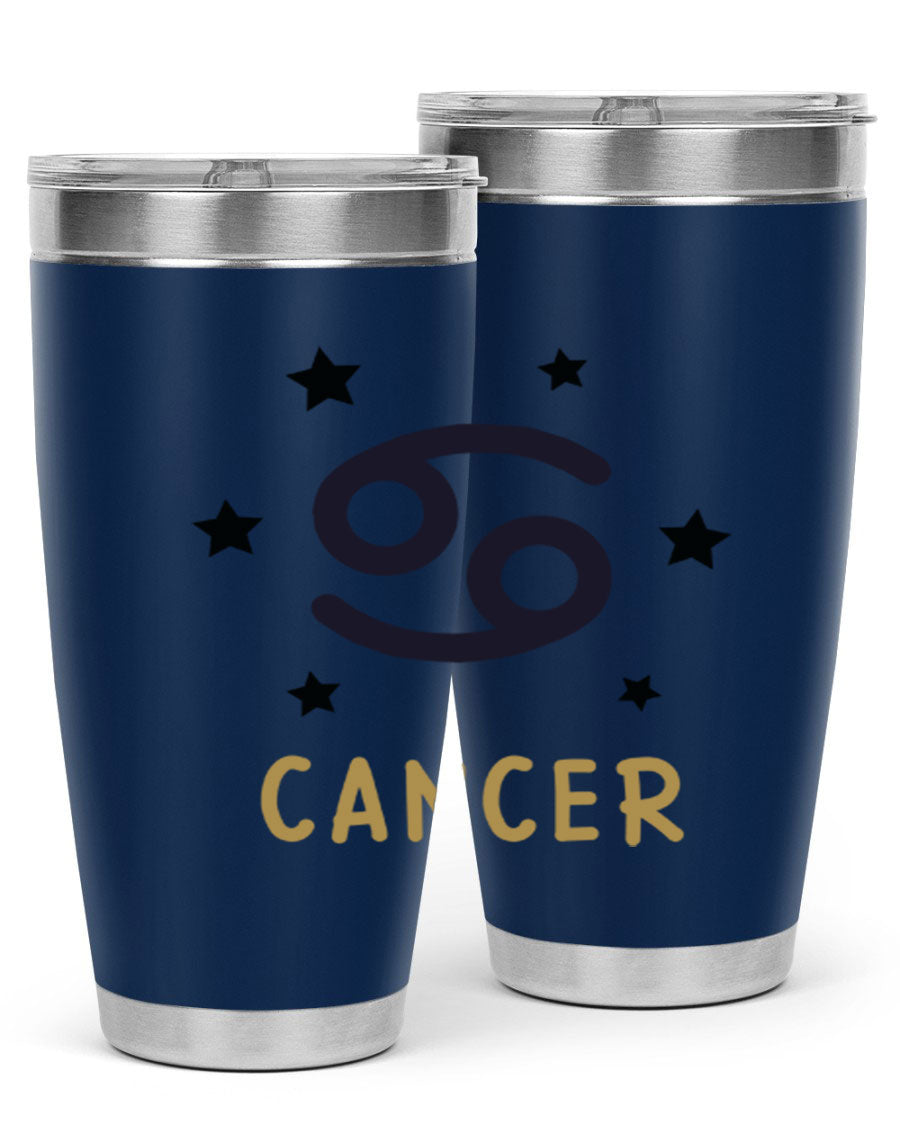 Cancer 172# Zodiac Tumbler in stainless steel with a stylish design, featuring a drink-thru lid and vibrant zodiac print.