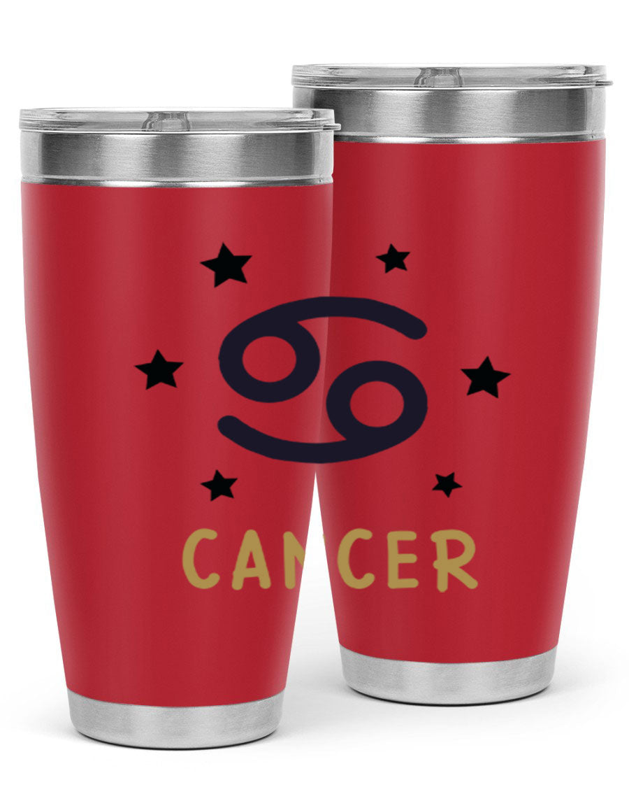Cancer 172# Zodiac Tumbler in stainless steel with a stylish design, featuring a drink-thru lid and vibrant zodiac print.