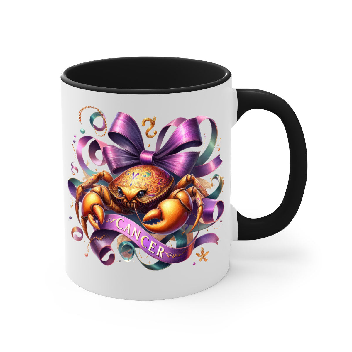 Cancer 173# Zodiac Mug with a glossy finish, featuring a colored handle and interior, available in five colors.