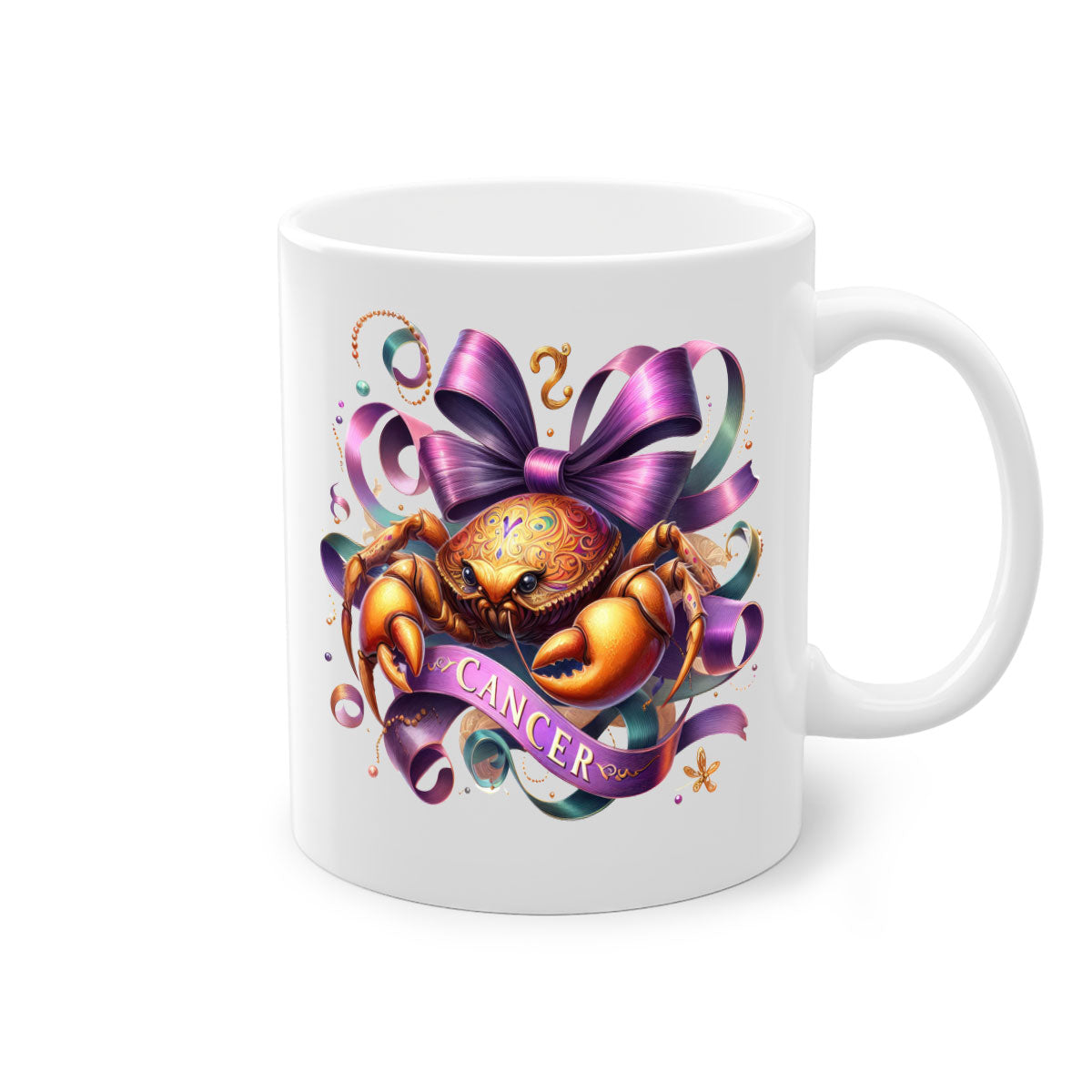 Cancer 173# Zodiac Mug with a glossy finish, featuring a colored handle and interior, available in five colors.
