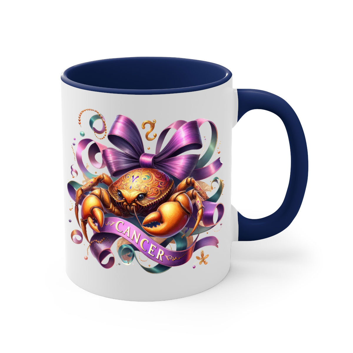 Cancer 173# Zodiac Mug with a glossy finish, featuring a colored handle and interior, available in five colors.