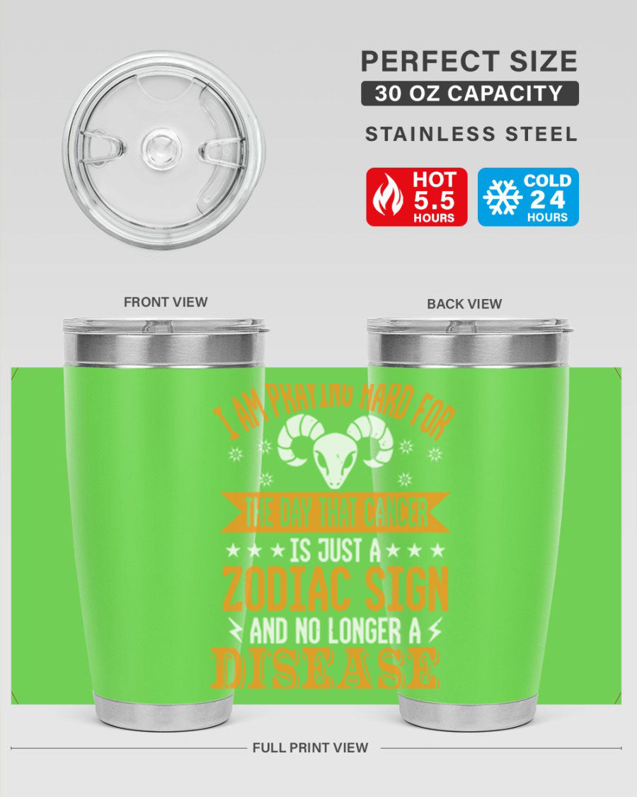 Cancer 174# Zodiac Tumbler in stainless steel with a unique zodiac design, perfect for hot and cold beverages.