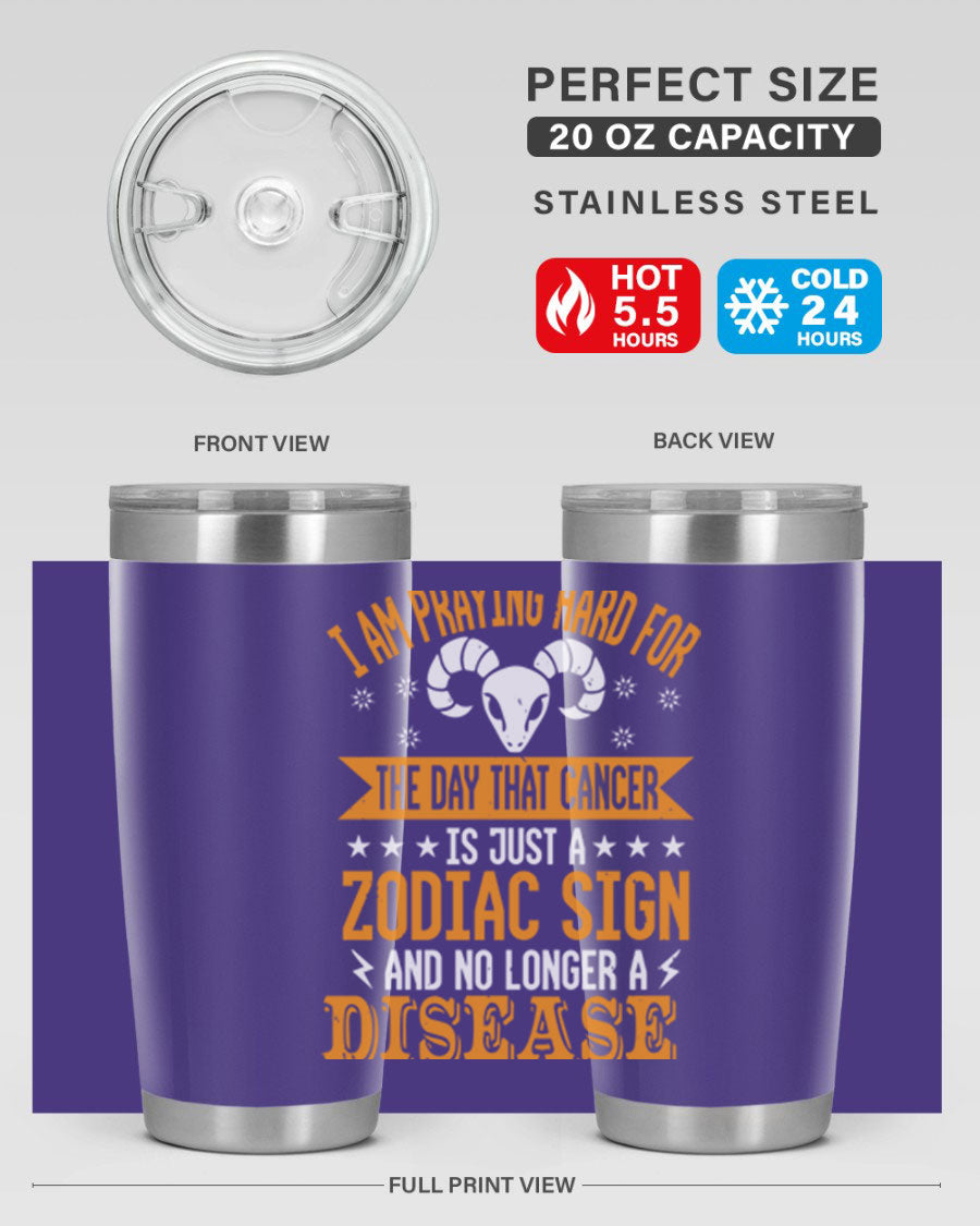 Cancer 174# Zodiac Tumbler in stainless steel with a unique zodiac design, perfect for hot and cold beverages.