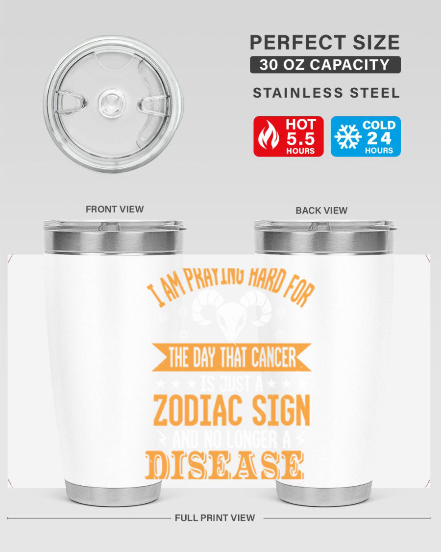 Cancer 174# Zodiac Tumbler in stainless steel with a unique zodiac design, perfect for hot and cold beverages.