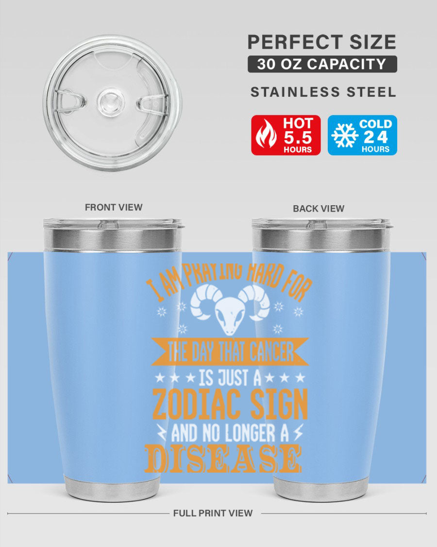 Cancer 174# Zodiac Tumbler in stainless steel with a unique zodiac design, perfect for hot and cold beverages.