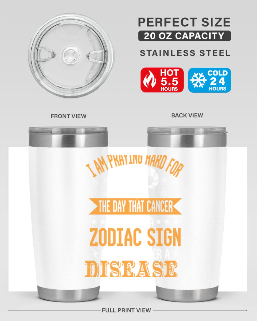 Cancer 174# Zodiac Tumbler in stainless steel with a unique zodiac design, perfect for hot and cold beverages.