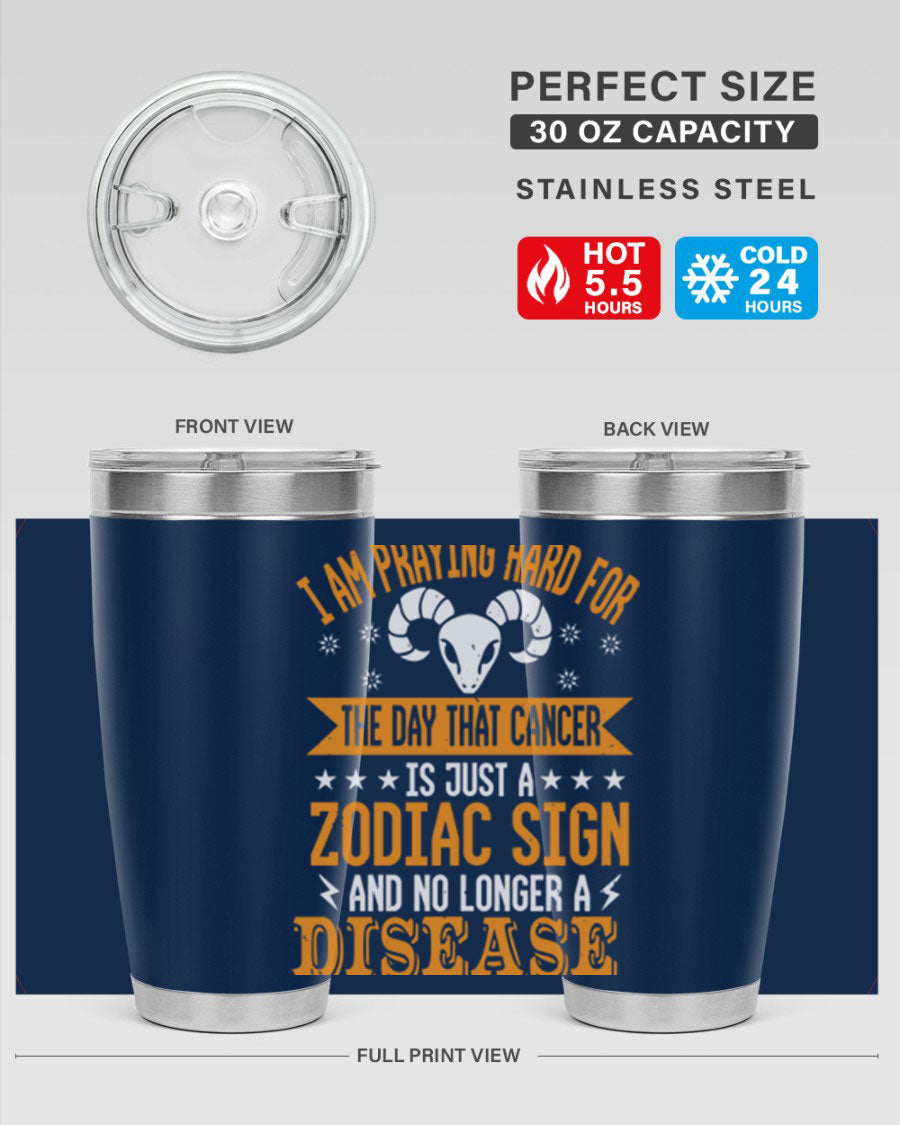 Cancer 174# Zodiac Tumbler in stainless steel with a unique zodiac design, perfect for hot and cold beverages.