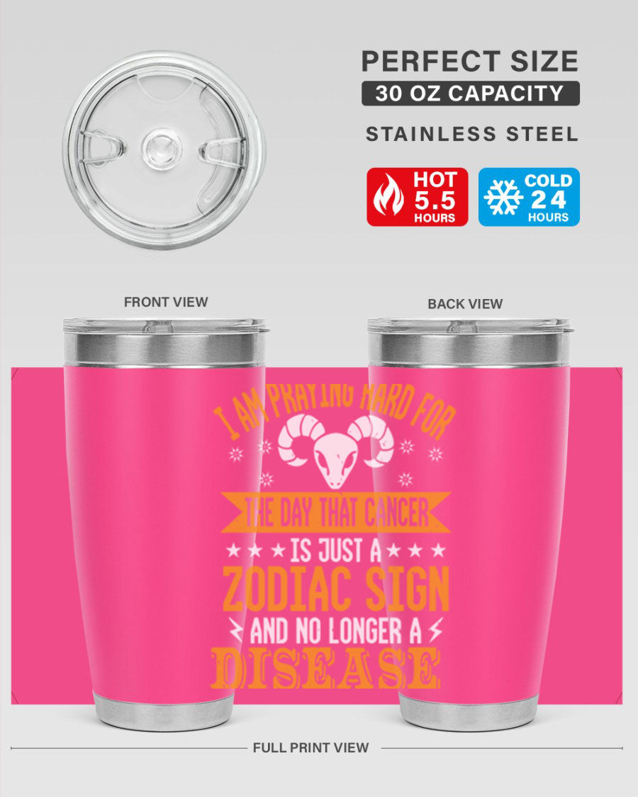 Cancer 174# Zodiac Tumbler in stainless steel with a unique zodiac design, perfect for hot and cold beverages.