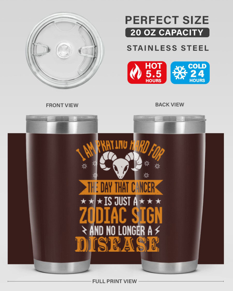 Cancer 174# Zodiac Tumbler in stainless steel with a unique zodiac design, perfect for hot and cold beverages.