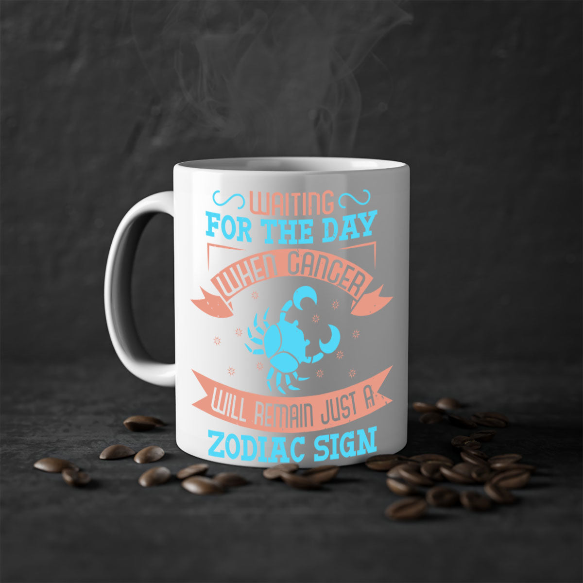 Cancer 178# Zodiac Mug with colorful handle and glossy finish, available in multiple colors and sizes.