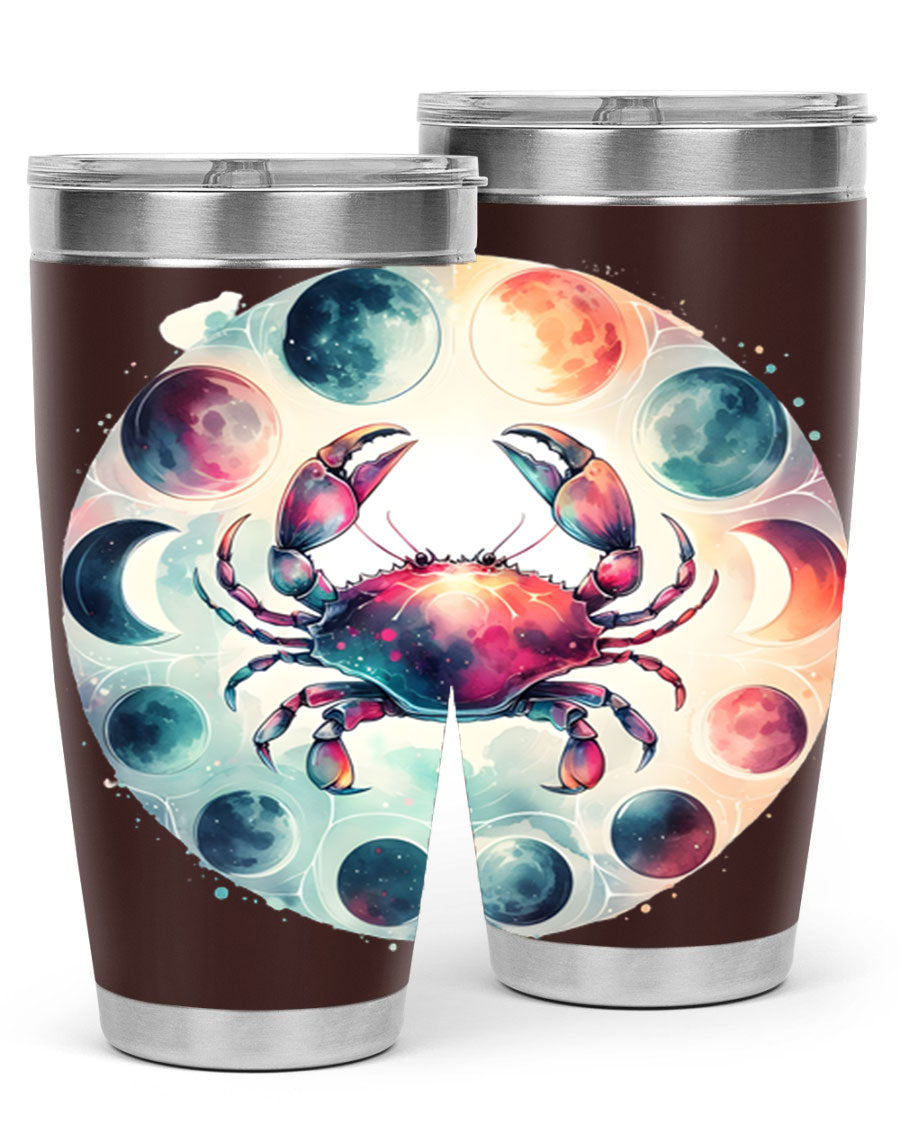 Cancer 180# Zodiac Tumbler in stainless steel with a stylish design, perfect for hot and cold beverages.