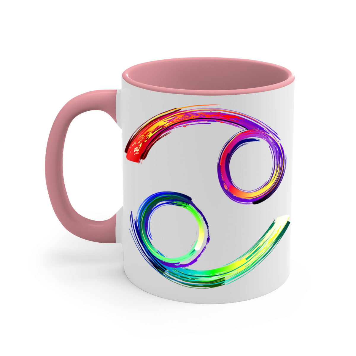 Cancer 560# Mug featuring a glossy finish, colored handle, and interior, available in multiple colors and sizes.