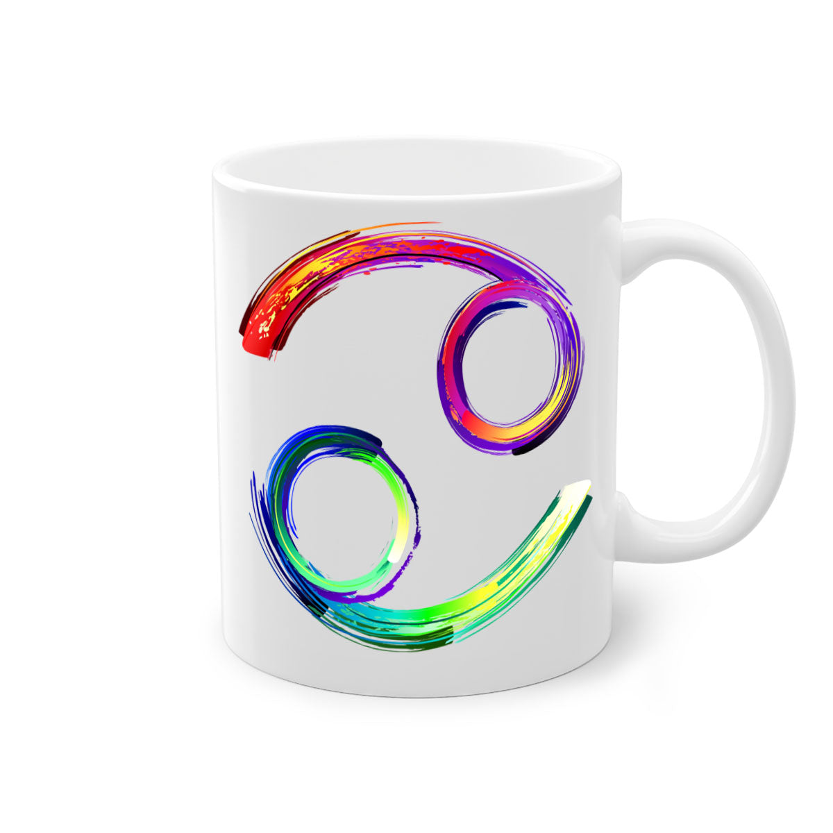 Cancer 560# Mug featuring a glossy finish, colored handle, and interior, available in multiple colors and sizes.