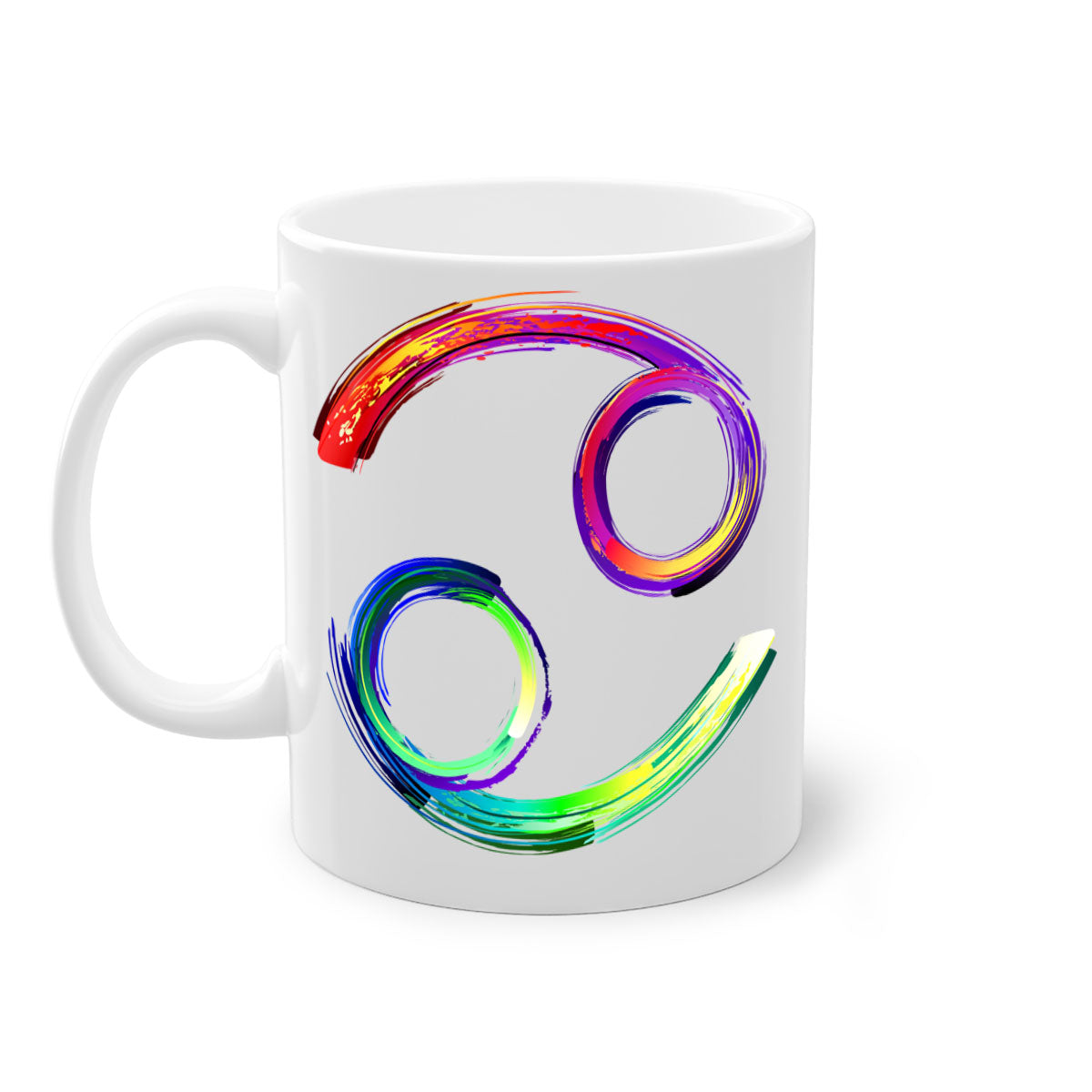 Cancer 560# Mug featuring a glossy finish, colored handle, and interior, available in multiple colors and sizes.