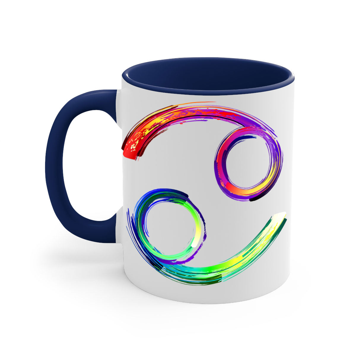 Cancer 560# Mug featuring a glossy finish, colored handle, and interior, available in multiple colors and sizes.