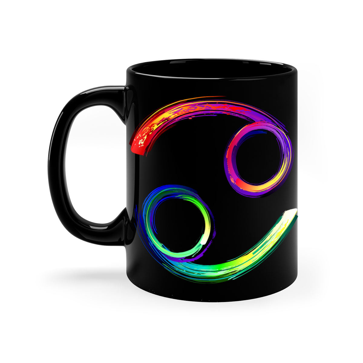 Cancer 560# Mug featuring a glossy finish, colored handle, and interior, available in multiple colors and sizes.