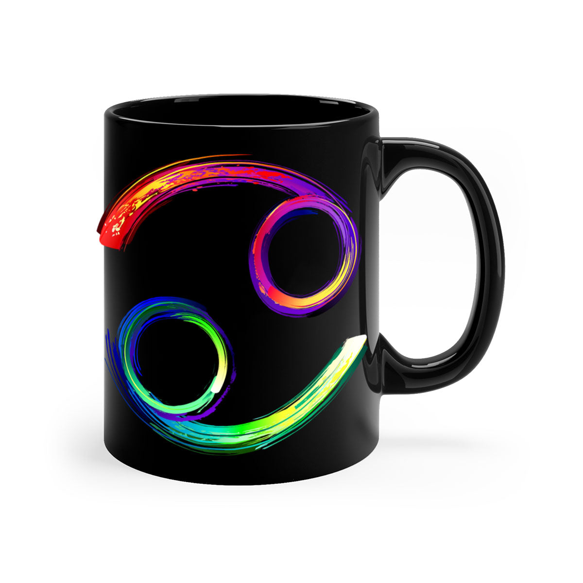 Cancer 560# Mug featuring a glossy finish, colored handle, and interior, available in multiple colors and sizes.