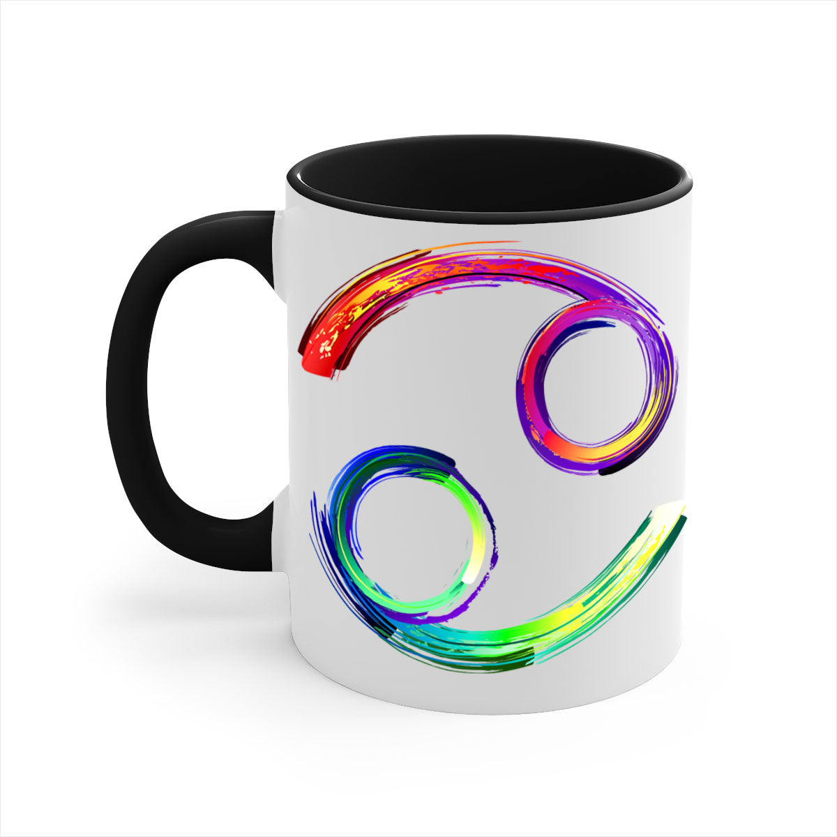Cancer 560# Mug featuring a glossy finish, colored handle, and interior, available in multiple colors and sizes.