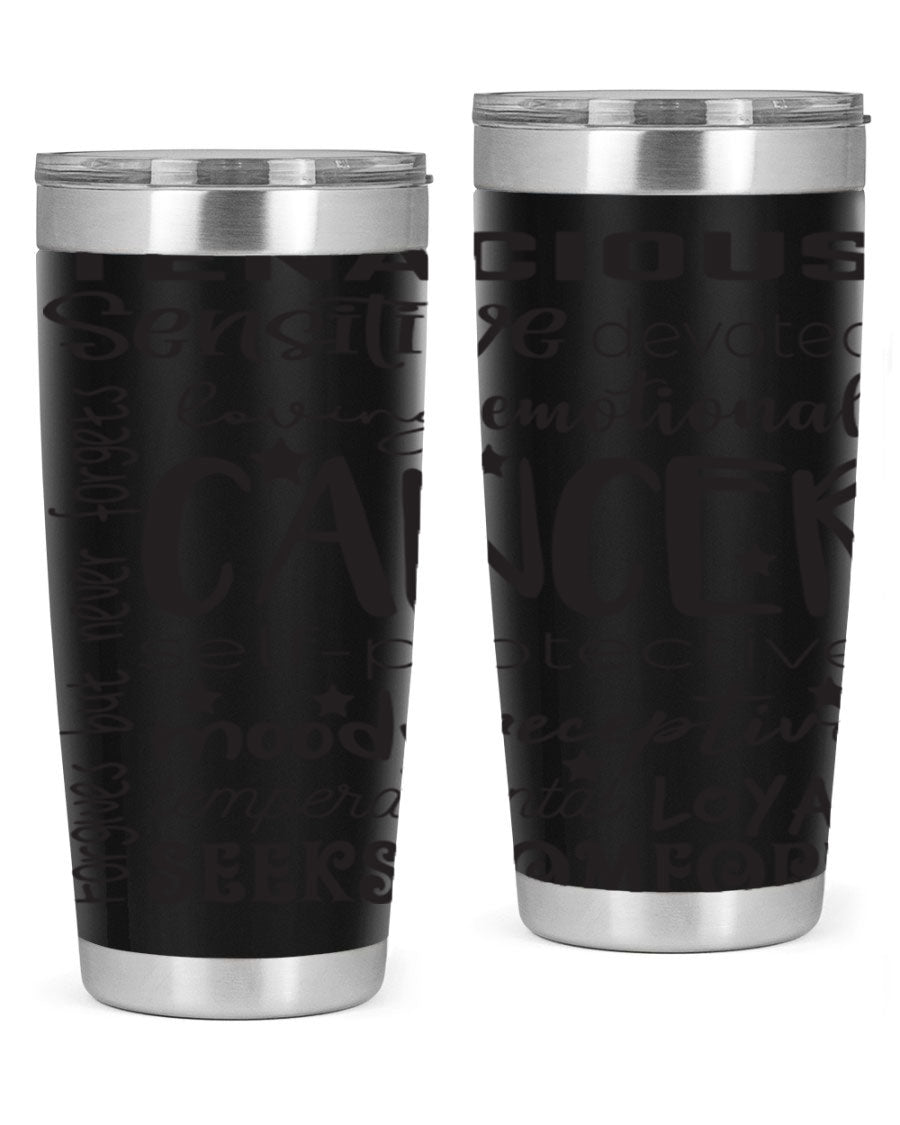 Cancer 565# Zodiac Tumbler in stainless steel with a vibrant design, available in 20oz and 30oz sizes.