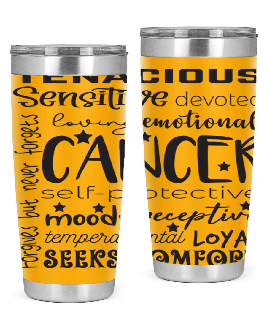 Cancer 565# Zodiac Tumbler in stainless steel with a vibrant design, available in 20oz and 30oz sizes.