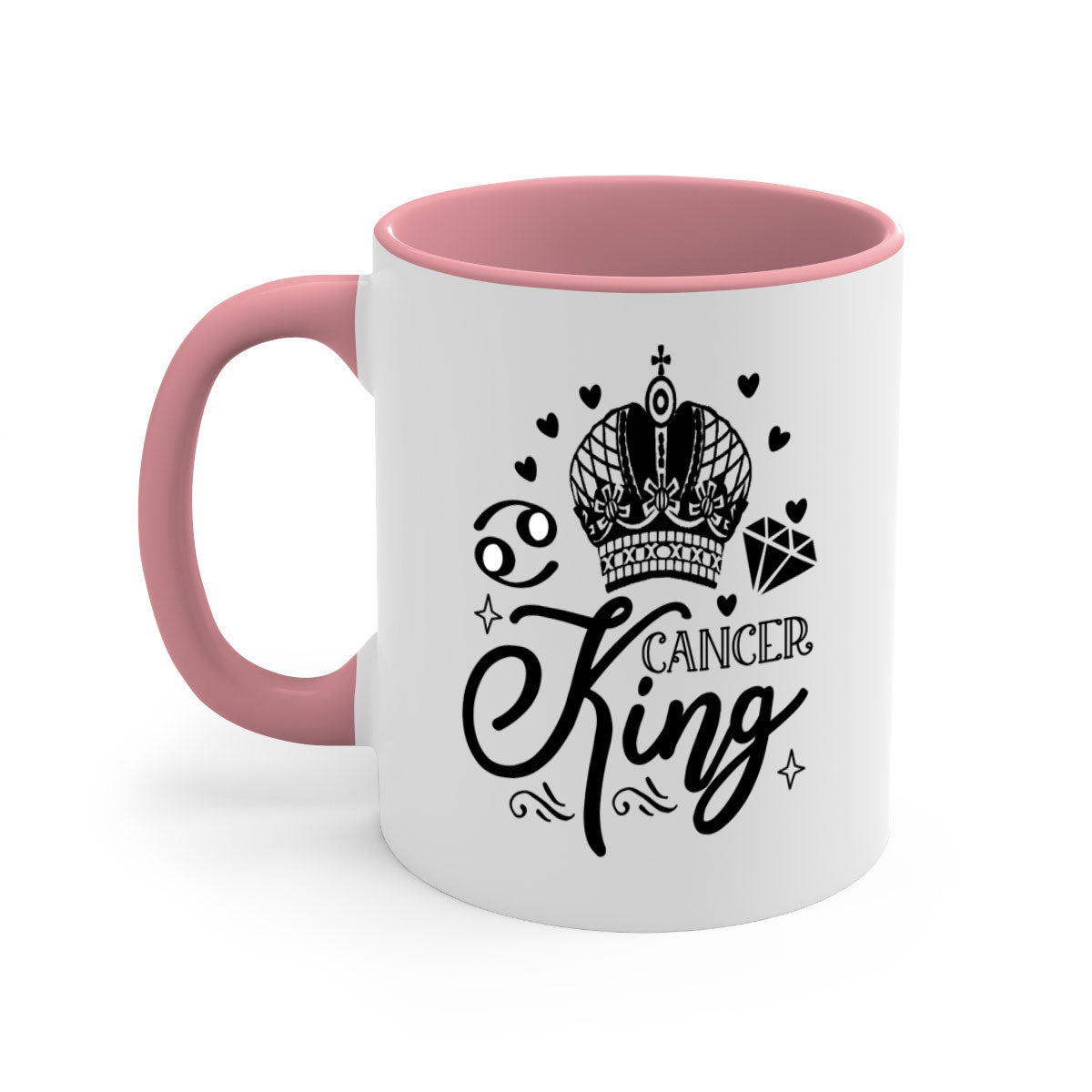 Cancer king 158# Mug featuring a glossy finish, colored handle, and interior, available in multiple colors and sizes.