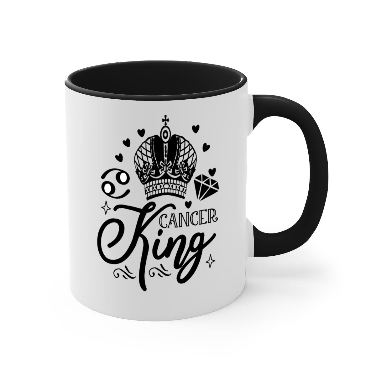 Cancer king 158# Mug featuring a glossy finish, colored handle, and interior, available in multiple colors and sizes.