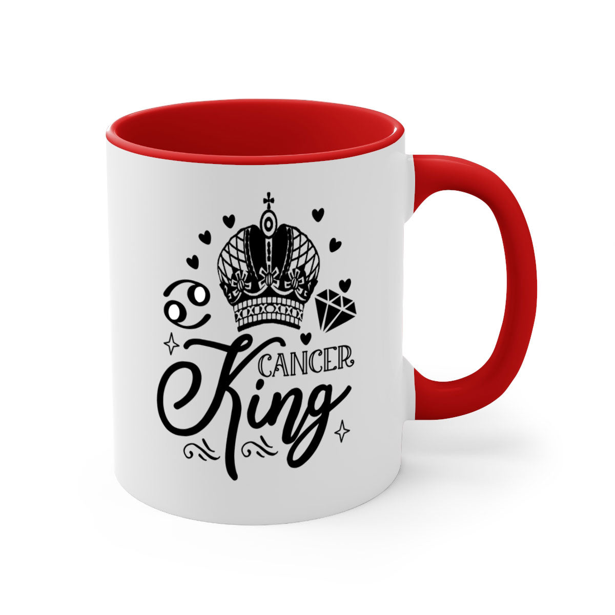 Cancer king 158# Mug featuring a glossy finish, colored handle, and interior, available in multiple colors and sizes.