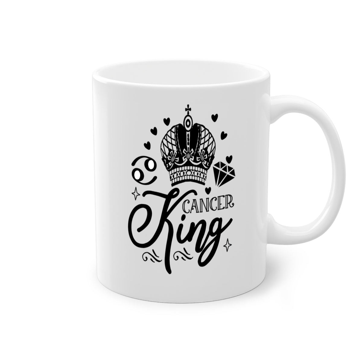 Cancer king 158# Mug featuring a glossy finish, colored handle, and interior, available in multiple colors and sizes.
