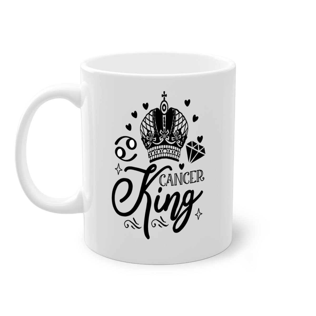 Cancer king 158# Mug featuring a glossy finish, colored handle, and interior, available in multiple colors and sizes.