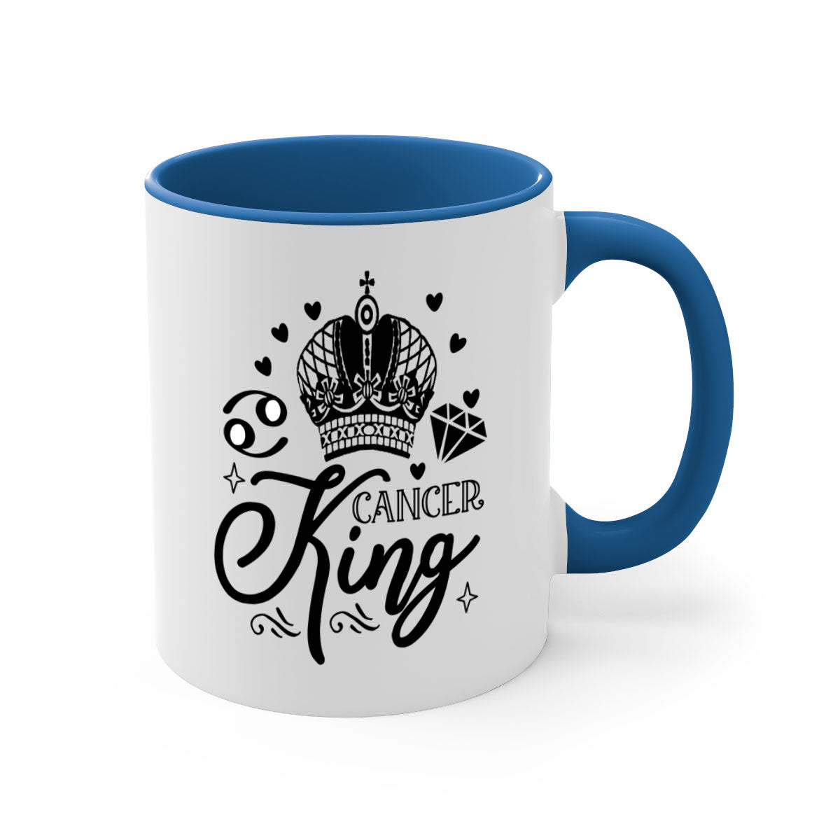 Cancer king 158# Mug featuring a glossy finish, colored handle, and interior, available in multiple colors and sizes.