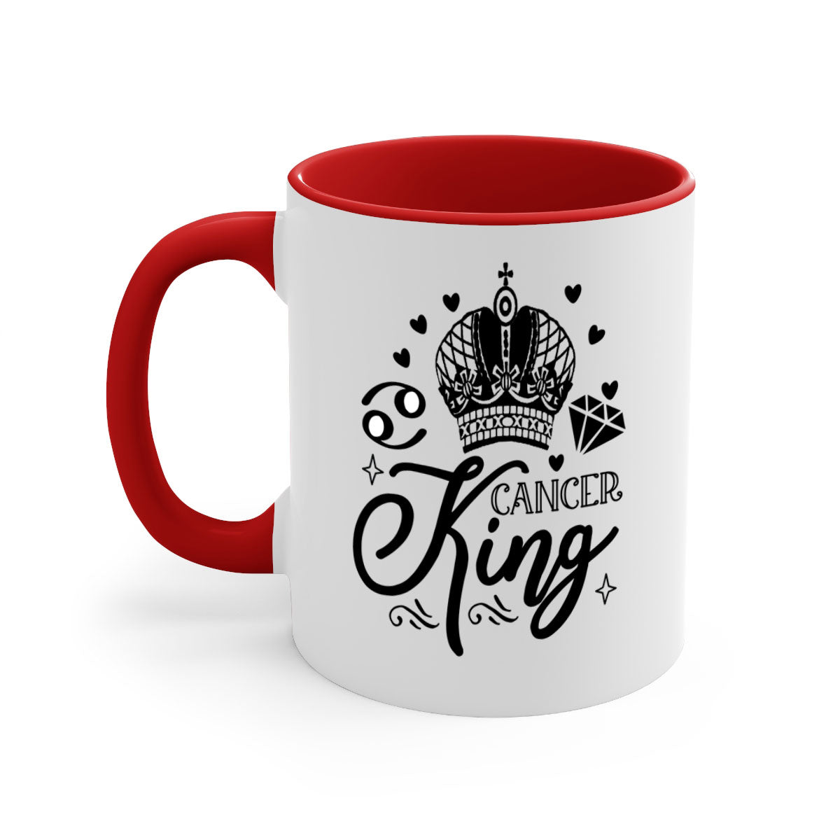 Cancer king 158# Mug featuring a glossy finish, colored handle, and interior, available in multiple colors and sizes.