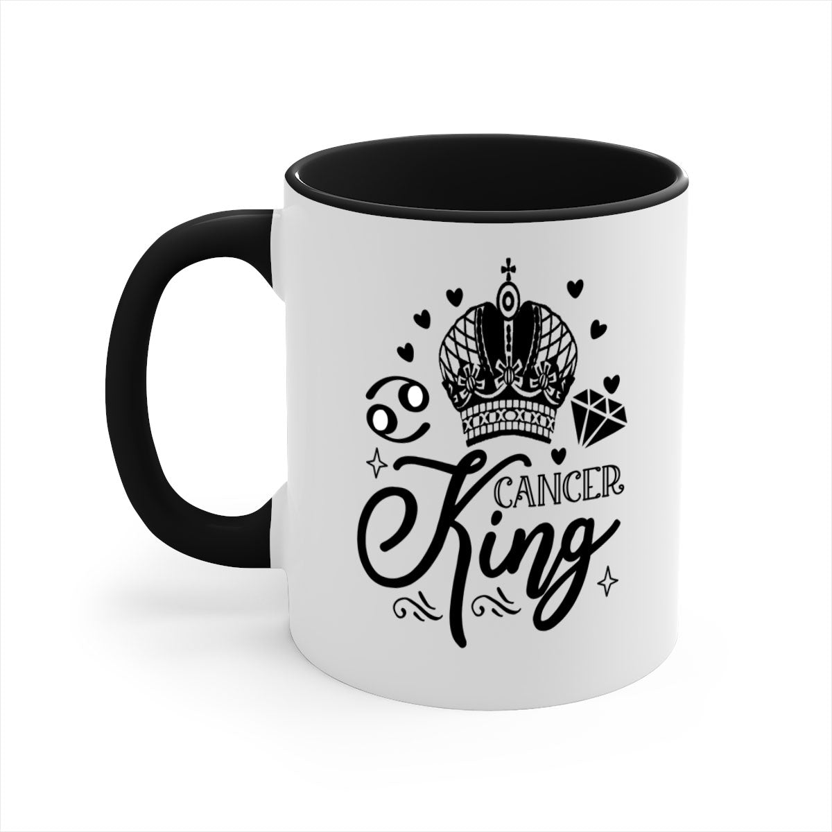 Cancer king 158# Mug featuring a glossy finish, colored handle, and interior, available in multiple colors and sizes.
