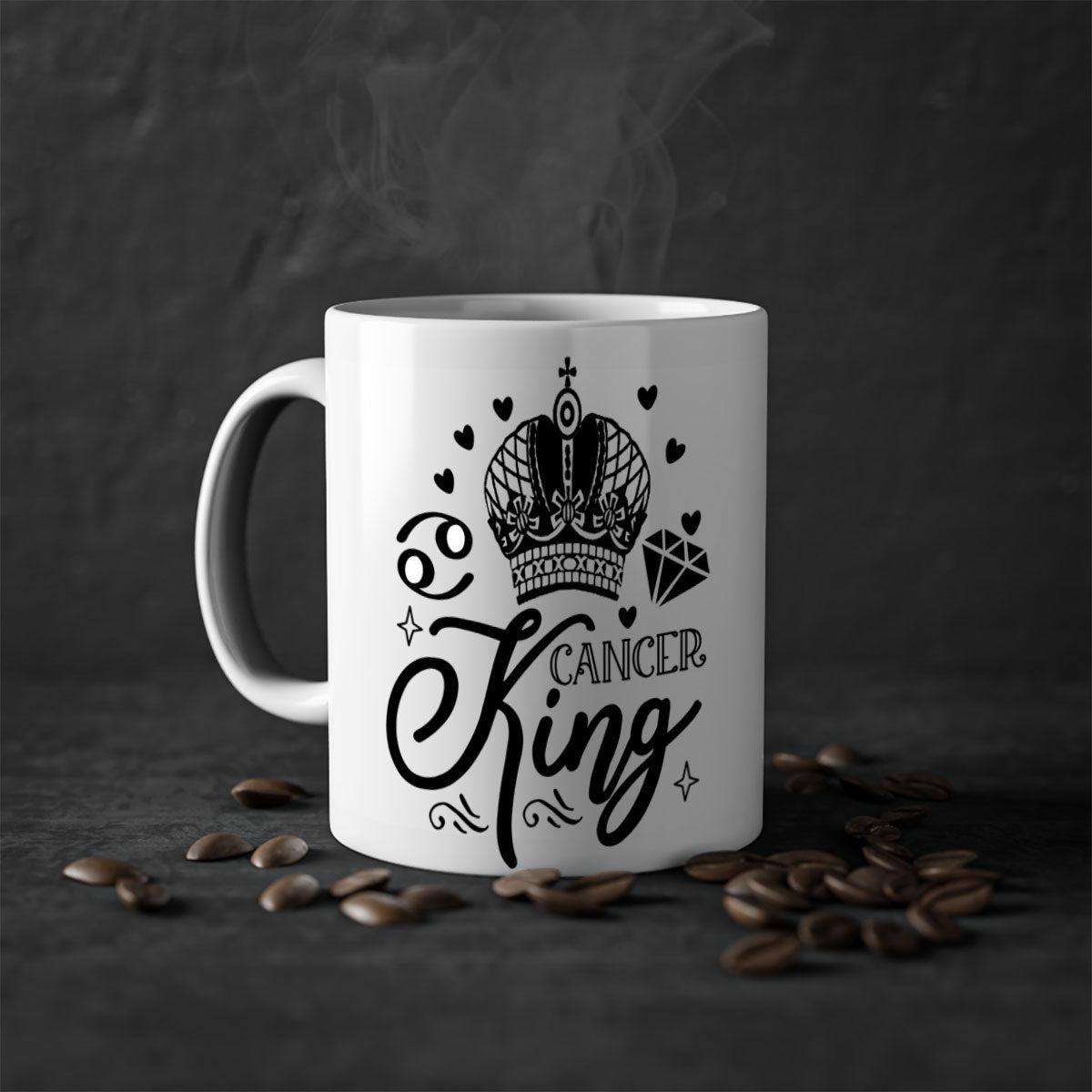 Cancer king 158# Mug featuring a glossy finish, colored handle, and interior, available in multiple colors and sizes.