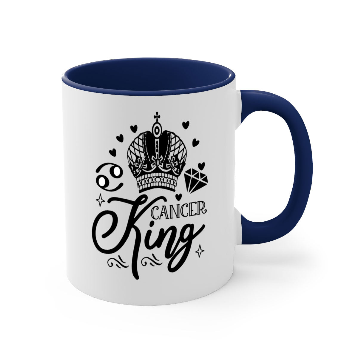 Cancer king 158# Mug featuring a glossy finish, colored handle, and interior, available in multiple colors and sizes.