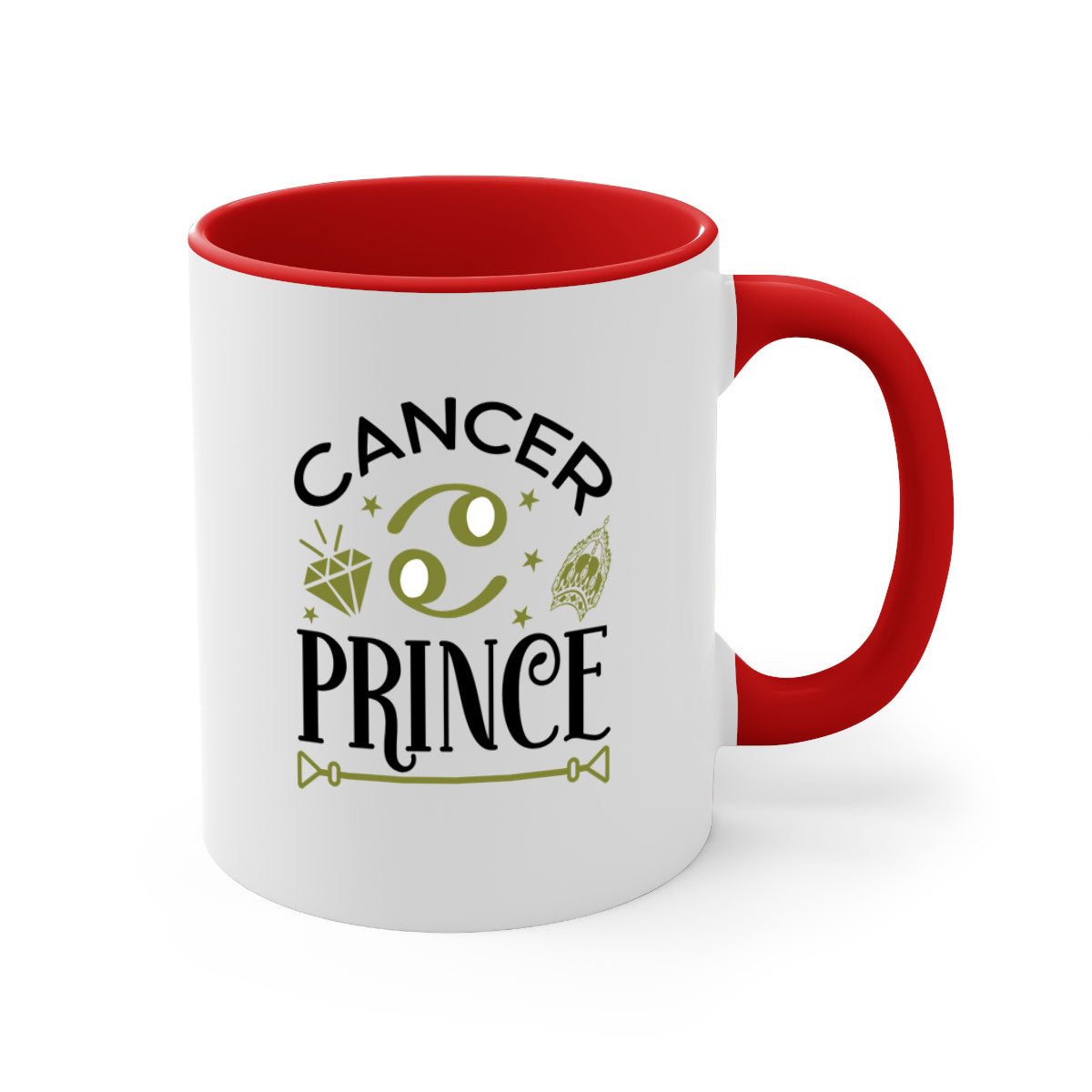 Cancer prince 159# zodiac mug with a glossy finish, featuring a colored handle and interior, available in multiple colors.