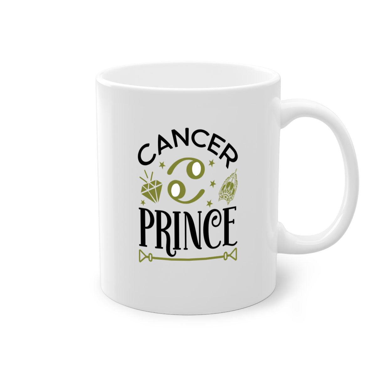 Cancer prince 159# zodiac mug with a glossy finish, featuring a colored handle and interior, available in multiple colors.