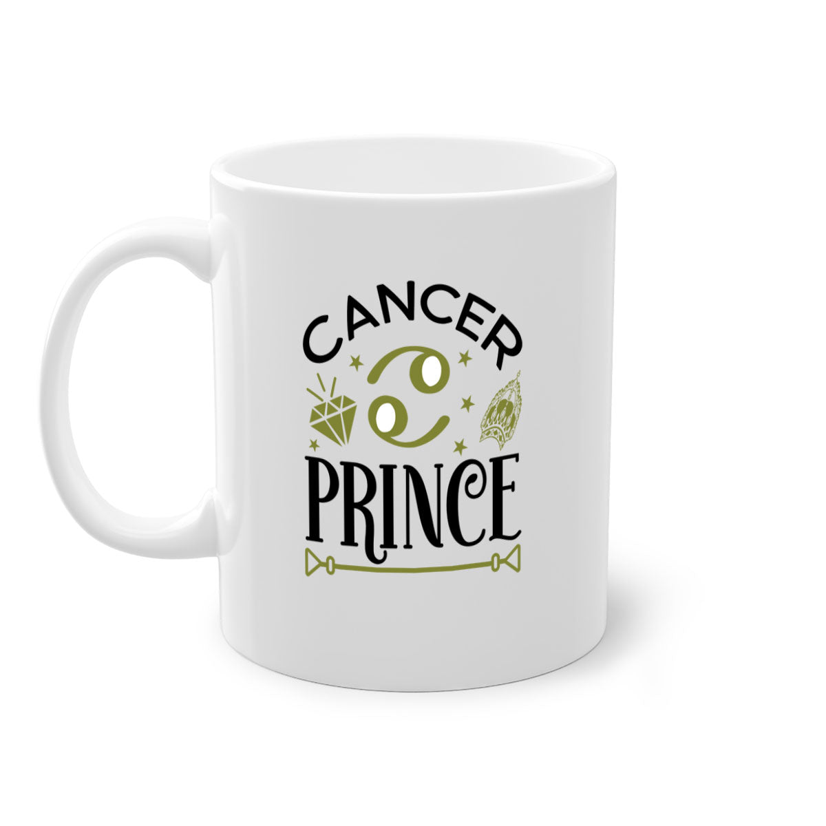 Cancer prince 159# zodiac mug with a glossy finish, featuring a colored handle and interior, available in multiple colors.