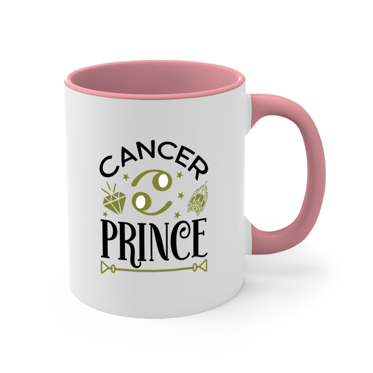 Cancer prince 159# zodiac mug with a glossy finish, featuring a colored handle and interior, available in multiple colors.