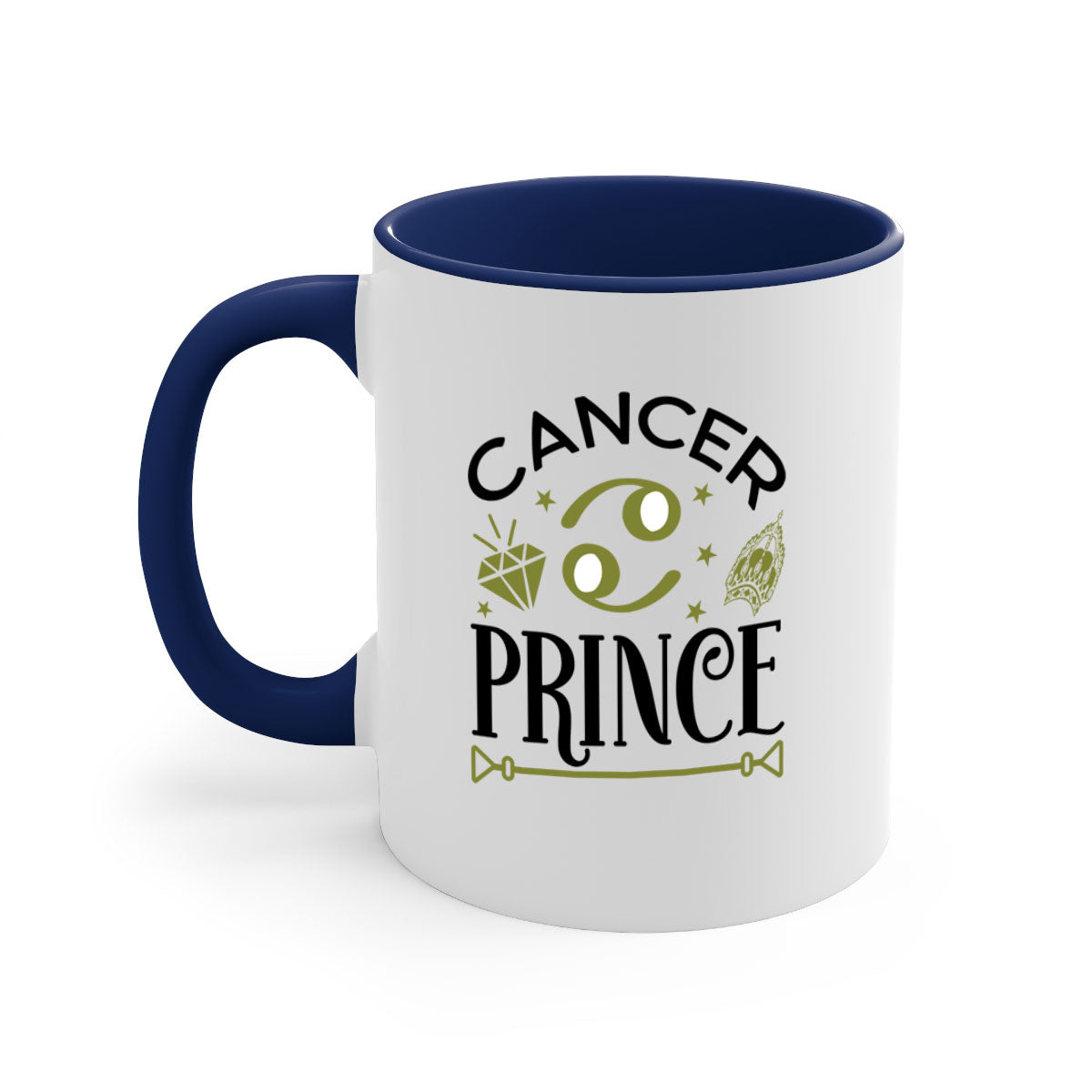 Cancer prince 159# zodiac mug with a glossy finish, featuring a colored handle and interior, available in multiple colors.
