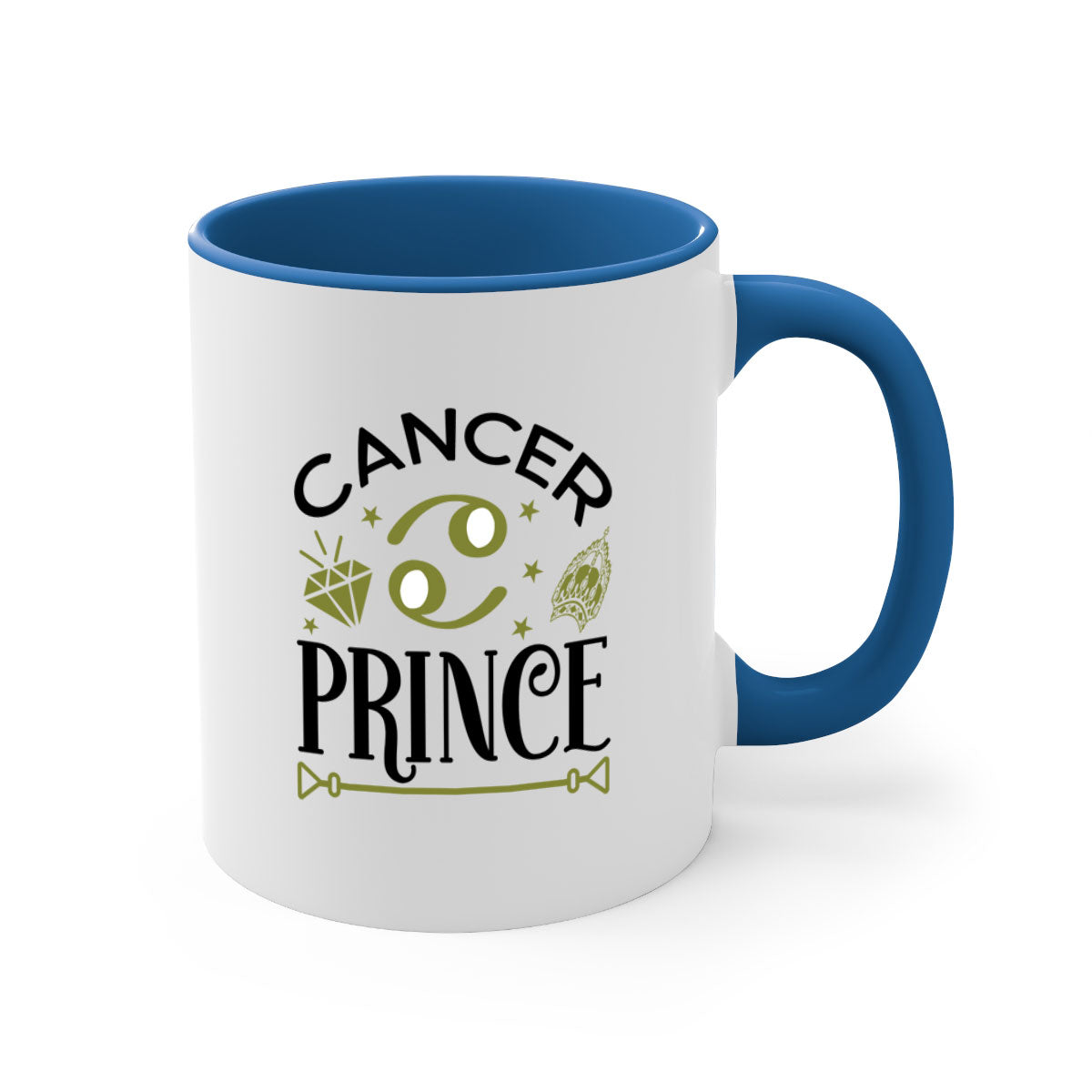 Cancer prince 159# zodiac mug with a glossy finish, featuring a colored handle and interior, available in multiple colors.