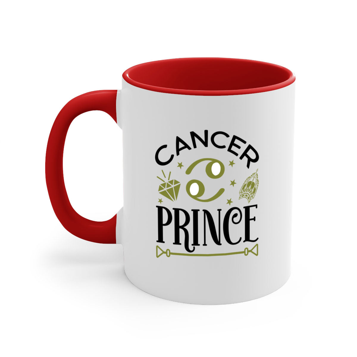 Cancer prince 159# zodiac mug with a glossy finish, featuring a colored handle and interior, available in multiple colors.