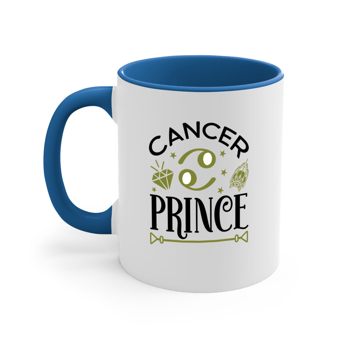 Cancer prince 159# zodiac mug with a glossy finish, featuring a colored handle and interior, available in multiple colors.