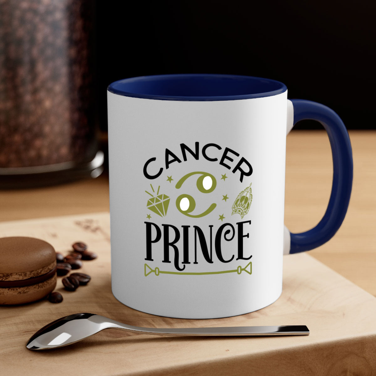 Cancer prince 159# zodiac mug with a glossy finish, featuring a colored handle and interior, available in multiple colors.