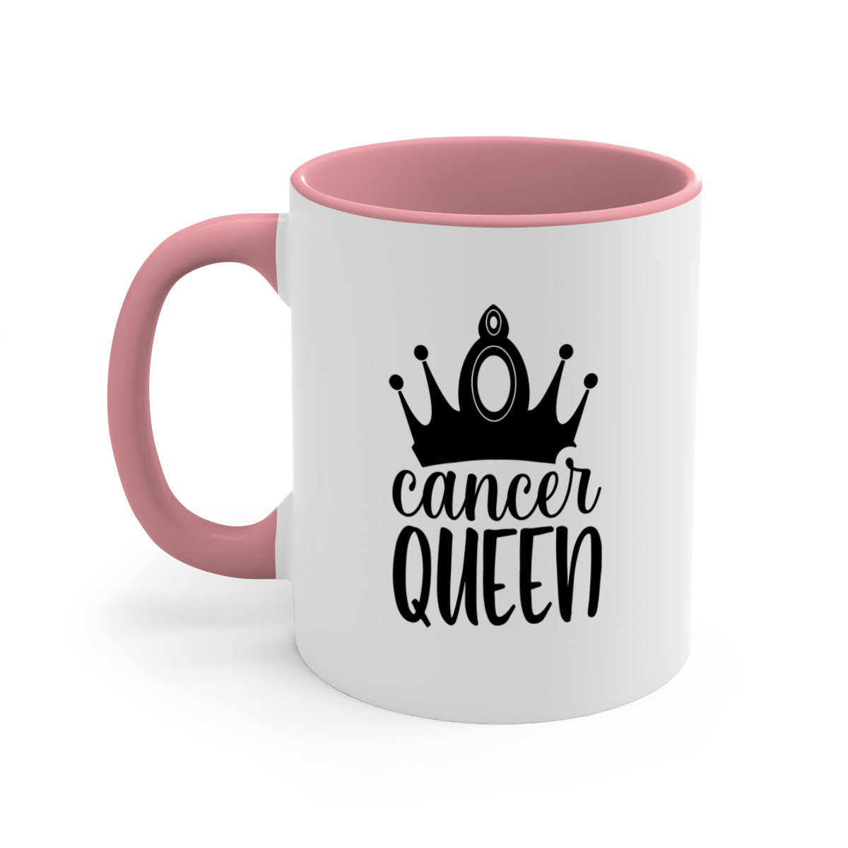 Cancer queen 160# Mug featuring a two-tone design with a colored handle and glossy finish, available in multiple colors.
