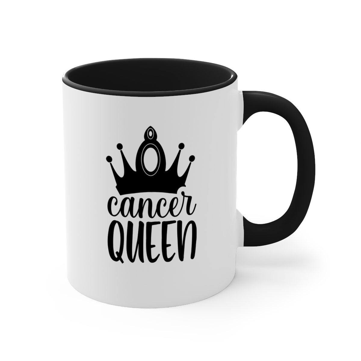 Cancer queen 160# Mug featuring a two-tone design with a colored handle and glossy finish, available in multiple colors.