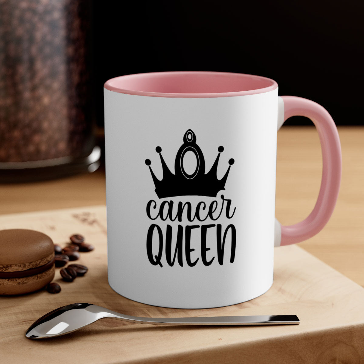 Cancer queen 160# Mug featuring a two-tone design with a colored handle and glossy finish, available in multiple colors.