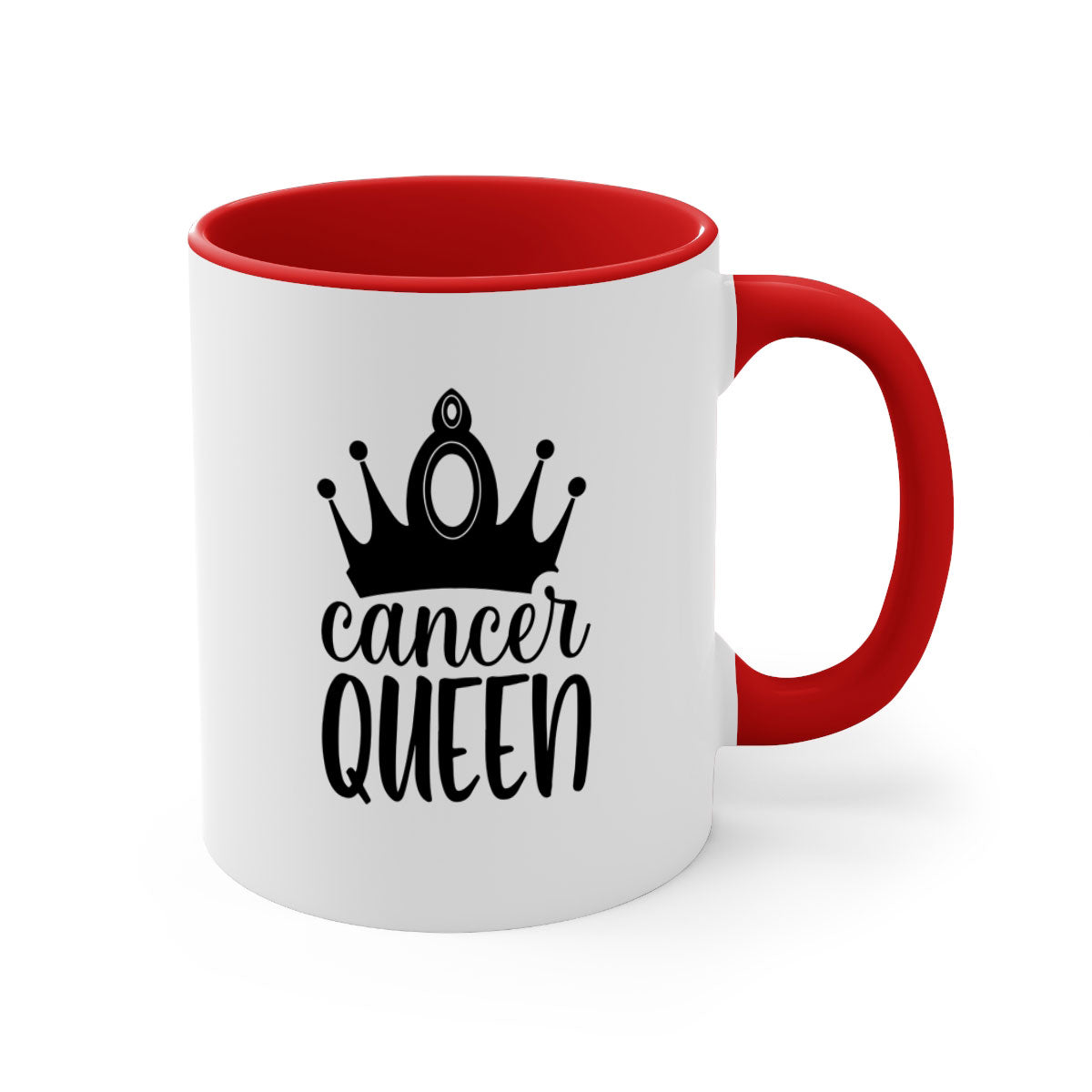 Cancer queen 160# Mug featuring a two-tone design with a colored handle and glossy finish, available in multiple colors.